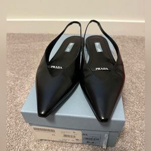 Prada Women’s Slingback Flats, Size 40 (US 9-10), Black